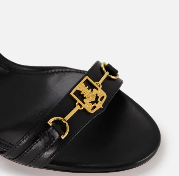 Elisabetta Franchi Sandali^Sandalo in nappa con morsetto scudetto Nero