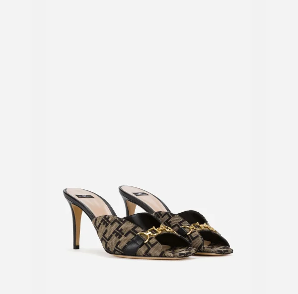 Elisabetta Franchi Sandali^Sandalo Slider Monogram Liquirizia/Nero