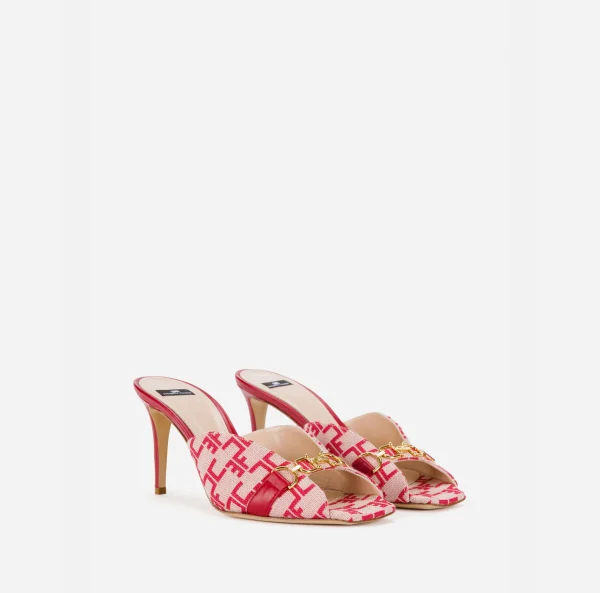 Elisabetta Franchi Sandali^Sandalo Slider Monogram Burro/Rosso