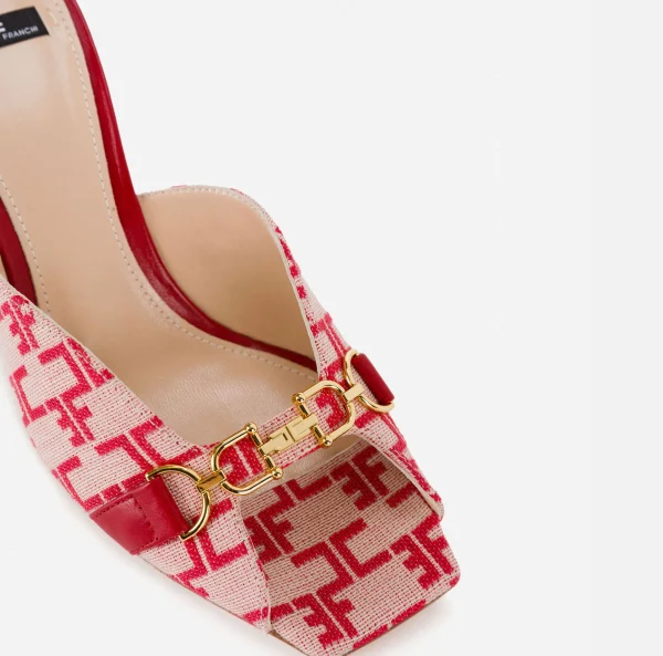 Elisabetta Franchi Sandali^Sandalo Slider Monogram Burro/Rosso