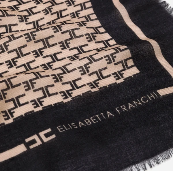 Elisabetta Franchi Sciarpe^Sciarpa Monogram Liquirizia/Nero