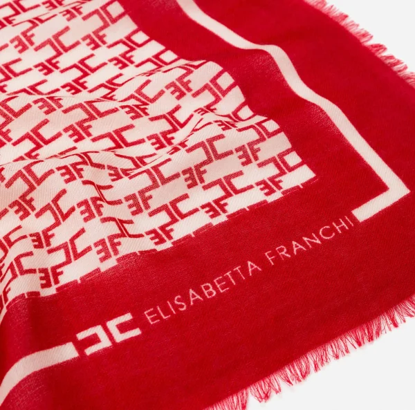 Elisabetta Franchi Sciarpe^Sciarpa Monogram Burro/Rosso