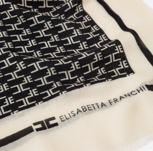 Elisabetta Franchi Sciarpe^Sciarpa Monogram Nero/Burro