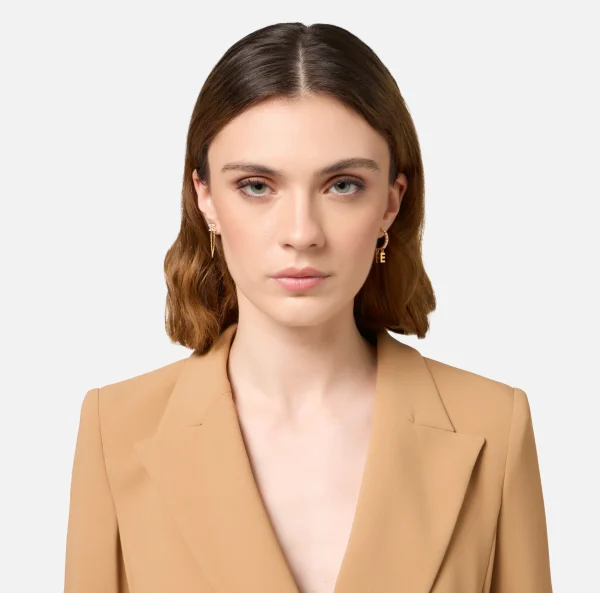 Elisabetta Franchi Bijoux^Set di orecchini in metallo con anella e logo strass OroGiallo