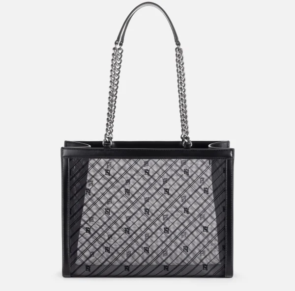 Elisabetta Franchi Borse A Spalla^Shopper grande effetto rete Nero