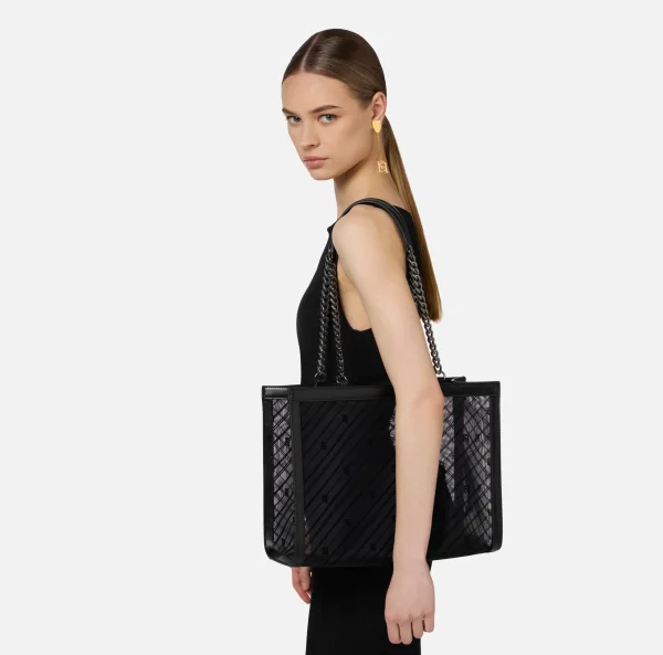 Elisabetta Franchi Borse A Spalla^Shopper grande effetto rete Nero