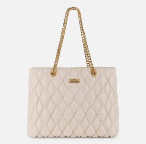 Elisabetta Franchi Borse A Spalla^Shopper in tessuto embossed con manici in catena Lattice