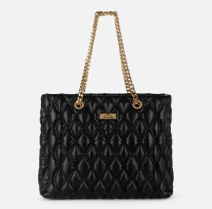Elisabetta Franchi Borse A Spalla^Shopper in tessuto embossed con manici in catena Nero
