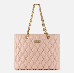 Elisabetta Franchi Borse A Spalla^Shopper in tessuto embossed con manici in catena Carne