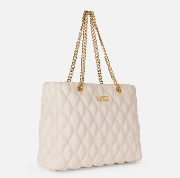 Elisabetta Franchi Borse A Spalla^Shopper in tessuto embossed con manici in catena Lattice