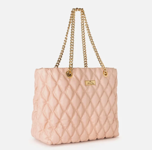 Elisabetta Franchi Borse A Spalla^Shopper in tessuto embossed con manici in catena Carne
