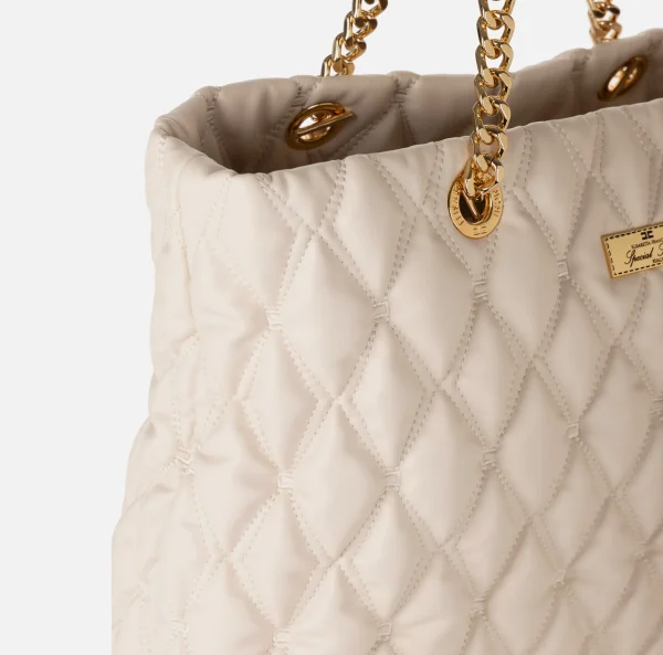 Elisabetta Franchi Borse A Spalla^Shopper in tessuto embossed con manici in catena Lattice