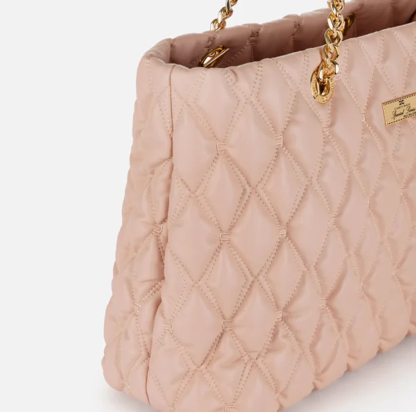 Elisabetta Franchi Borse A Spalla^Shopper in tessuto embossed con manici in catena Carne