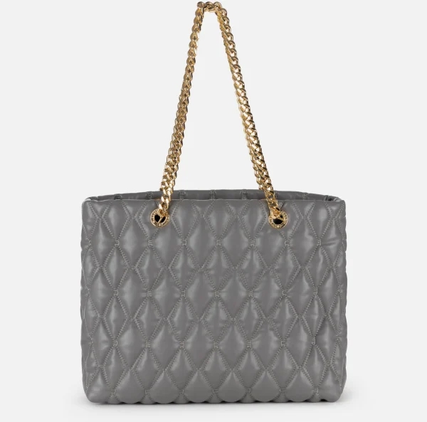 Elisabetta Franchi Borse A Spalla^Shopper in tessuto embossed con manici in catena Steel