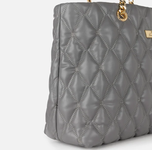 Elisabetta Franchi Borse A Spalla^Shopper in tessuto embossed con manici in catena Steel