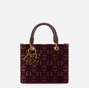Elisabetta Franchi Borse A Mano^Shopper in tessuto flock con charms RougeNoir