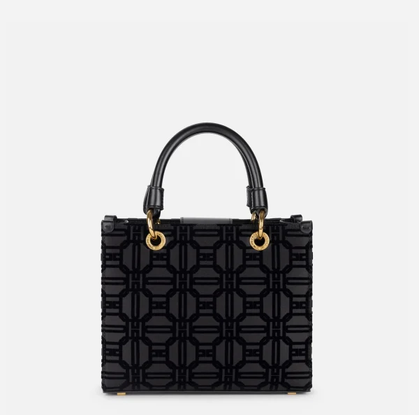Elisabetta Franchi Borse A Mano^Shopper in tessuto flock con charms Nero
