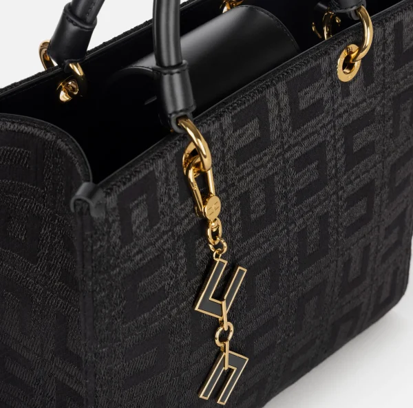 Elisabetta Franchi Borse A Mano^Shopper in tessuto jacquard con charms Nero