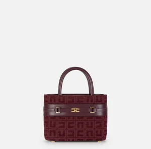 Elisabetta Franchi Borse A Mano^Shopper piccola in tessuto jacquard con morsetto RougeNoir