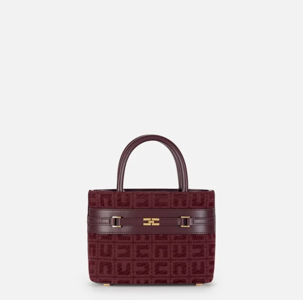 Elisabetta Franchi Borse A Mano^Shopper piccola in tessuto jacquard con morsetto RougeNoir