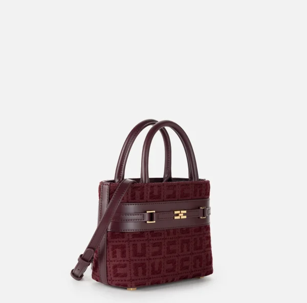 Elisabetta Franchi Borse A Mano^Shopper piccola in tessuto jacquard con morsetto RougeNoir