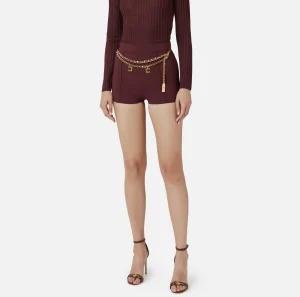 Elisabetta Franchi Pantaloni E Shorts^Short in crêpe stretch con cintura RougeNoir