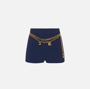 Elisabetta Franchi Pantaloni E Shorts^Short in crêpe stretch con cintura Navy
