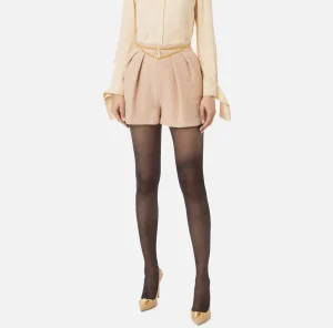 Elisabetta Franchi Pantaloni E Shorts^Short in tweed laminato con accessorio logo PeachRose