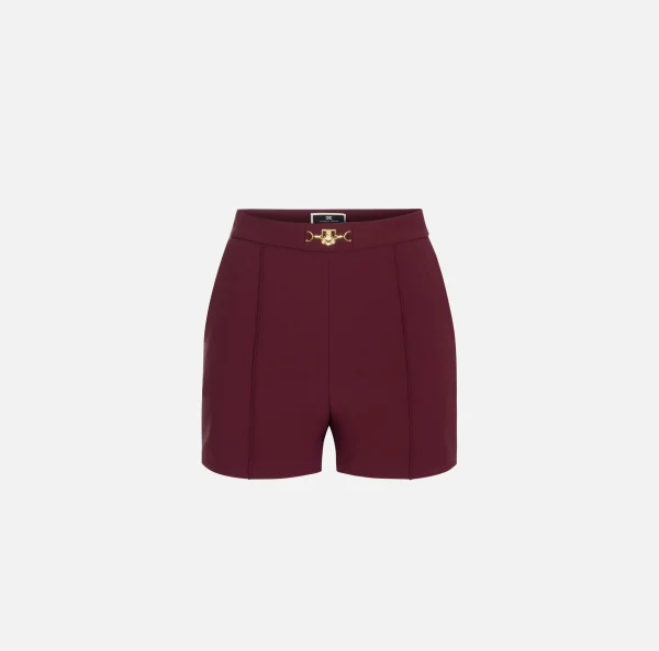Elisabetta Franchi Pantaloni E Shorts^Shorts in crêpe stretch con morsetto RougeNoir
