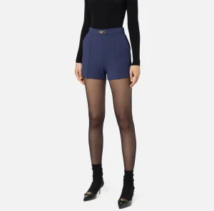 Elisabetta Franchi Pantaloni E Shorts^Shorts in crêpe stretch con morsetto Navy