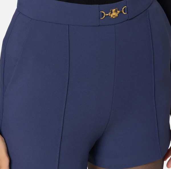 Elisabetta Franchi Pantaloni E Shorts^Shorts in crêpe stretch con morsetto Navy