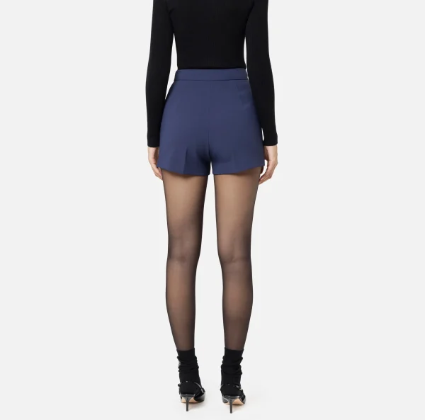 Elisabetta Franchi Pantaloni E Shorts^Shorts in crêpe stretch con morsetto Navy