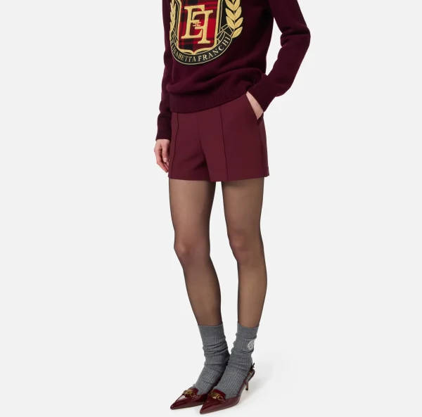 Elisabetta Franchi Pantaloni E Shorts^Shorts in crêpe stretch con morsetto RougeNoir
