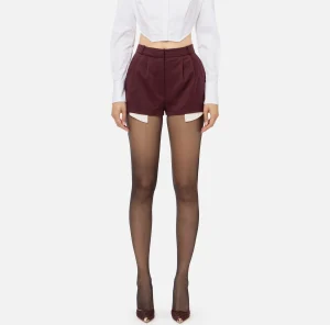 Elisabetta Franchi Pantaloni E Shorts^Shorts in fresco di lana con sacco tasche RougeNoir