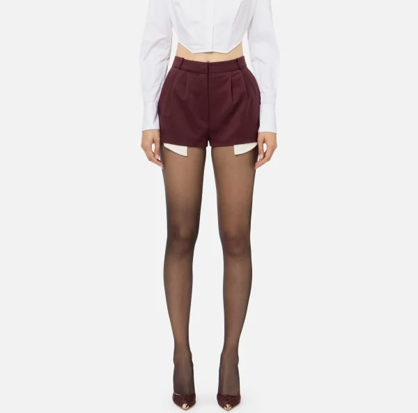 Elisabetta Franchi Pantaloni E Shorts^Shorts in fresco di lana con sacco tasche RougeNoir