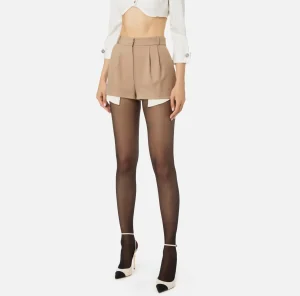 Elisabetta Franchi Pantaloni E Shorts^Shorts in fresco di lana con sacco tasche Camel