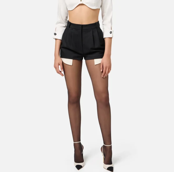 Elisabetta Franchi Pantaloni E Shorts^Shorts in fresco di lana con sacco tasche Nero