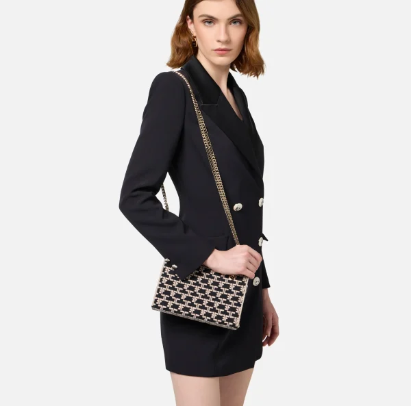 Elisabetta Franchi Borse A Spalla^Shoulder Monogram Mini Nero/Burro