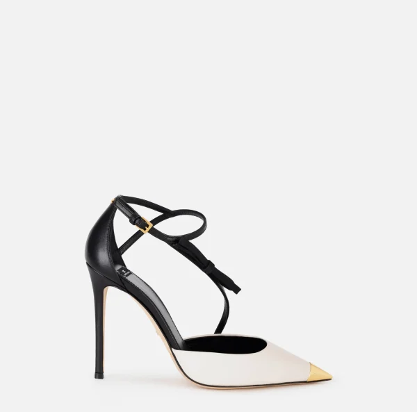 Elisabetta Franchi Décolleté^Slingback in nappa bicolore Nero/Burro