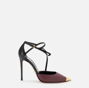 Elisabetta Franchi Décolleté^Slingback in nappa bicolore Nero/RougeNoir