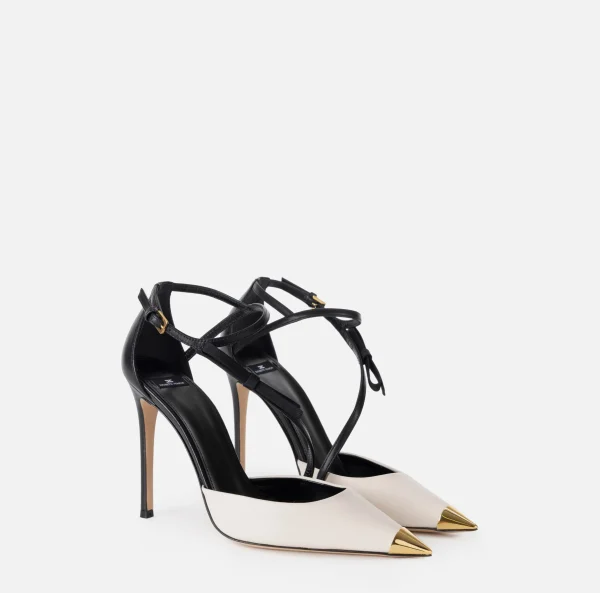 Elisabetta Franchi Décolleté^Slingback in nappa bicolore Nero/Burro