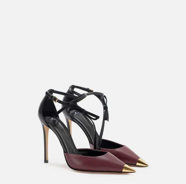 Elisabetta Franchi Décolleté^Slingback in nappa bicolore Nero/RougeNoir