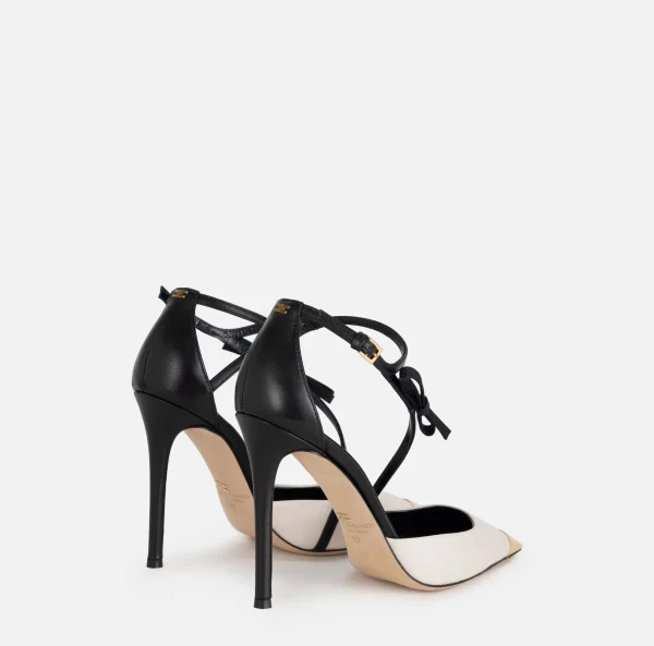 Elisabetta Franchi Décolleté^Slingback in nappa bicolore Nero/Burro