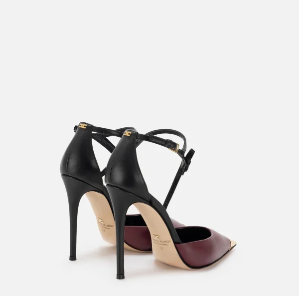 Elisabetta Franchi Décolleté^Slingback in nappa bicolore Nero/RougeNoir