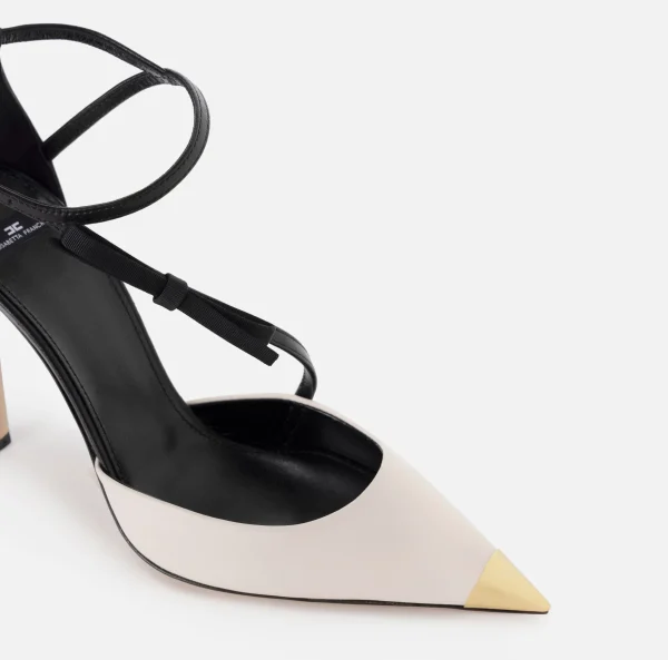 Elisabetta Franchi Décolleté^Slingback in nappa bicolore Nero/Burro