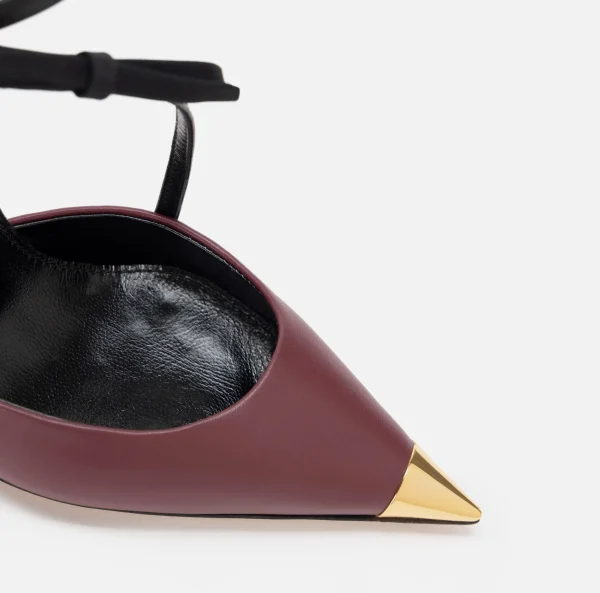 Elisabetta Franchi Décolleté^Slingback in nappa bicolore Nero/RougeNoir