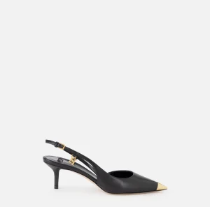 Elisabetta Franchi Décolleté^Slingback in nappa con puntalino in metallo Nero