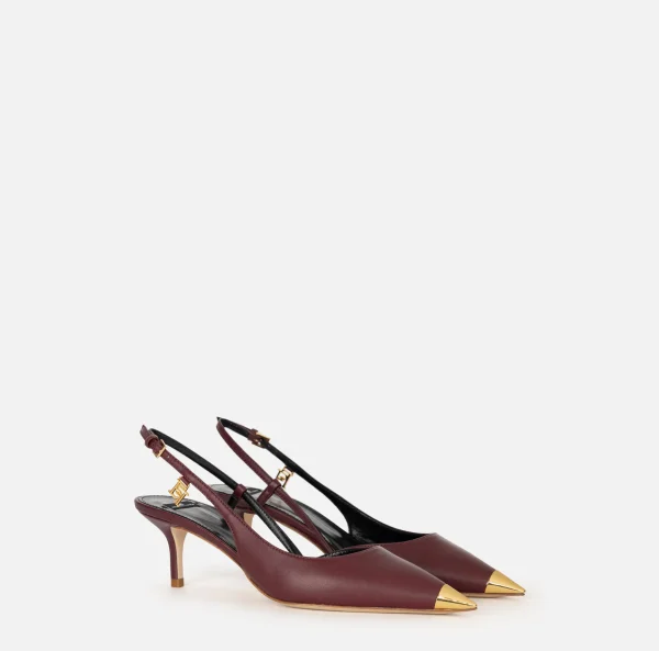 Elisabetta Franchi Décolleté^Slingback in nappa con puntalino in metallo RougeNoir