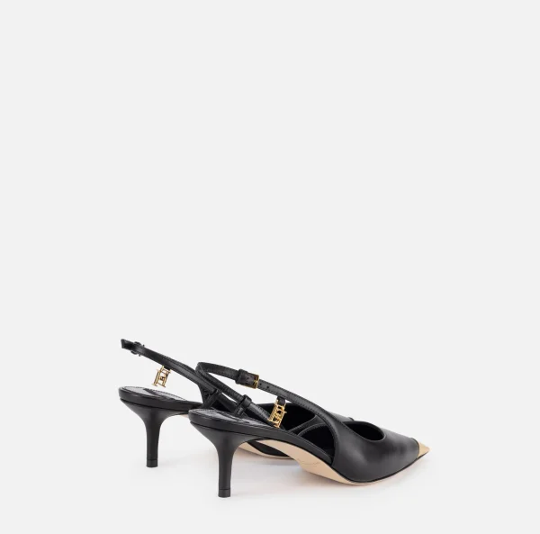 Elisabetta Franchi Décolleté^Slingback in nappa con puntalino in metallo Nero