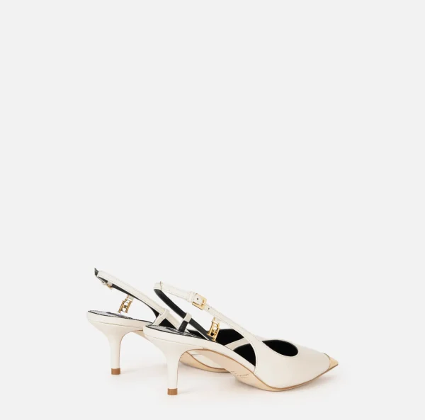 Elisabetta Franchi Décolleté^Slingback in nappa con puntalino in metallo Burro